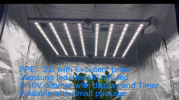 Dimmable 800W Samsung Red IR 730nm UV 395nm Led Grow Light foldable with 0-10v Folding grow light rack Full Spectrum Spydr